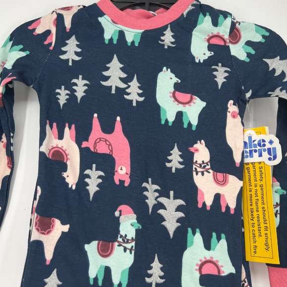 Tucker + Tate Kid's Sleepwear 2Piece Llamas Christmas Pajama Sets Navy 5Y NWT - Picture 4 of 6